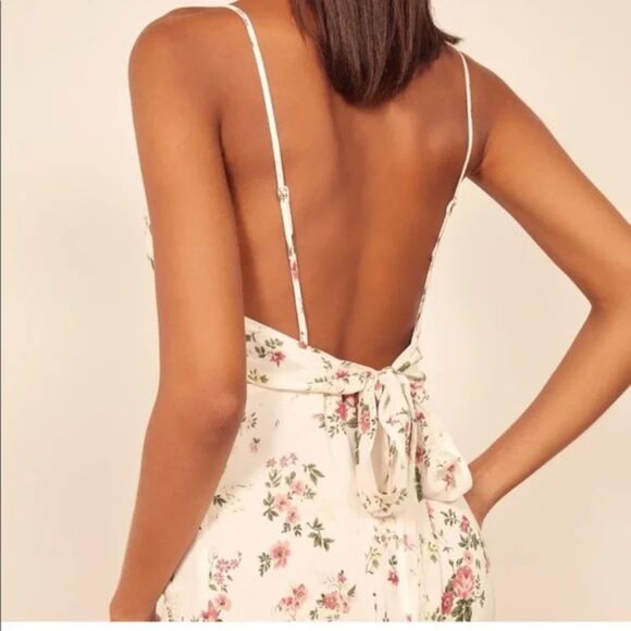 Reformation Dietrich Dress White Rose Floral Size 10 - Picture 3 of 14